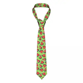 Милый арбузный галстук, нарезанный кубиками, мужской шелковый полиэстер, 8 см, узкие галстуки для мужских костюмов, аксессуары, галстук, свадебный реквизит для косплея Изображение