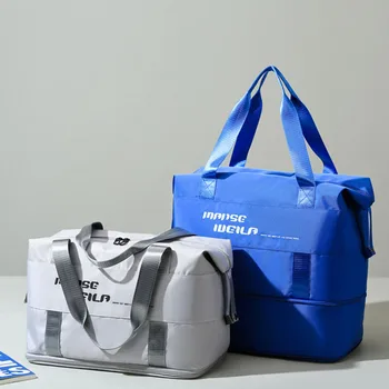 Многофункциональная персонализированная дорожная сумка большой емкости с буквенным принтом, сумка большой емкости для путешествий, кемпинга Изображение