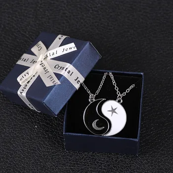 Модная Корейская версия, Черно-Белое ожерелье со звездами и Луной в стиле Сплетен, Властная цепочка на ключицах, Модные украшения Изображение
