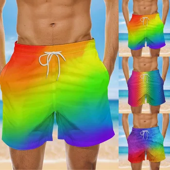 Мужские Красочные Пляжные шорты с новинкой, Дышащие шорты с принтом Tether Изображение