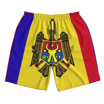 Мужские шорты Мужские спортивные для бега, фитнеса, пляжного баскетбола, бег трусцой, мужские свободные короткие штаны с флагом Молдовы Изображение