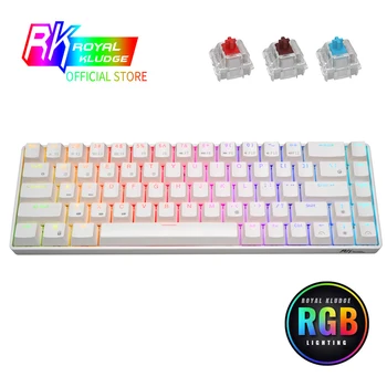 НОВАЯ Беспроводная RK68 (RK855) RGB 65% Компактная Механическая клавиатура, 68 клавиш, 60% Bluetooth с возможностью горячей замены Игровой клавиатуры Изображение