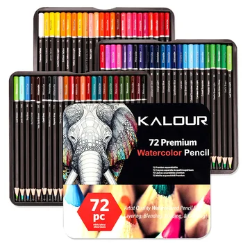 Набор акварельных карандашей KALOUR 72шт премиум-класса, цветной карандаш для рисования художника для наложения слоев, смешивания, растушевки и раскрашивания Изображение