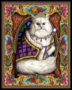 Наборы для вышивания крестиком с подсчетом кошек Majestic - Наборы для рукоделия ручной работы, 14-каратные наборы Aida DMC Color Изображение
