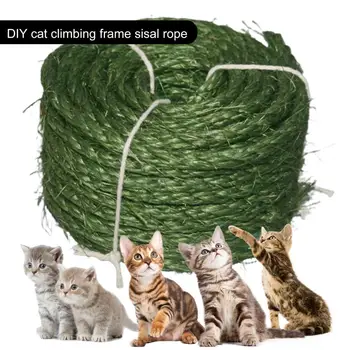 Натуральная сизалевая веревка, сверхмощный кошачий скребок, сменный шпагат для кошачьей когтеточки, поделки для садоводства, скрученная игрушка для кошек на дереве Изображение