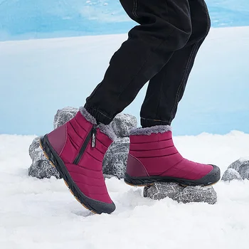 Новая зимняя женская уличная теплая плюшевая походная обувь с высоким берцем, трекинговые ботинки унисекс, женские мужские горные кроссовки, спортивная обувь для кемпинга Изображение