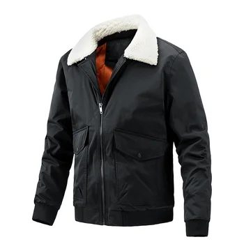 Новая мужская куртка-бомбер с меховым воротником, военная ветрозащитная водонепроницаемая куртка, мужская повседневная Тактическая ветровка, пальто Изображение