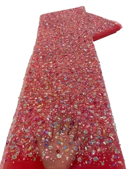 Новое поступление, популярное Французское платье с уникальным дизайном, вышивка, тюль, сетка, кружево, ткань высшего качества, вечернее платье для вечеринки Изображение