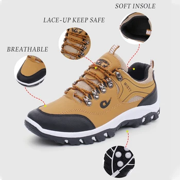Новые осенние кроссовки, мужская модная удобная походная обувь, Мужские кожаные водонепроницаемые противоскользящие кроссовки для мужчин Zapatillas Deporte Изображение