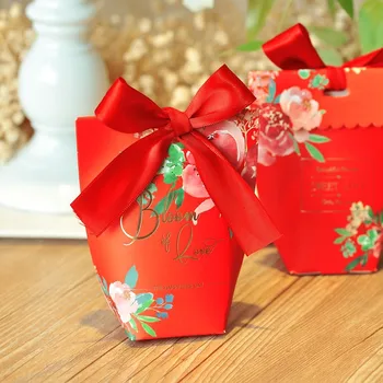 Новые подарочные коробки для цветов и конфет, подарочные пакеты с лентой, свадебные сувениры, Бумажная коробочка для таинств свадьбы и помолвки Изображение