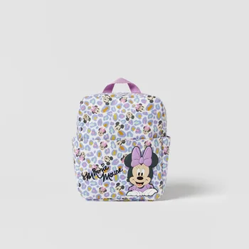 Новый детский рюкзак с Минни Маус из мультфильма Диснея 25X23X10 см, мини-школьный ранец для девочек и мальчиков, Милая сумка через плечо Изображение