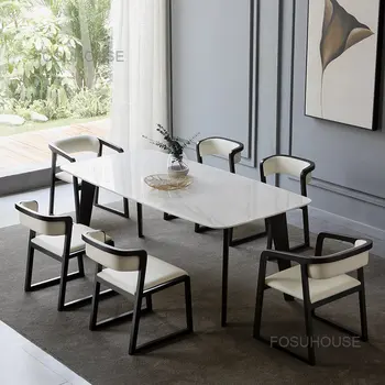 Обеденные стулья из массива дерева Nordic Family, Современная кухонная мебель, простой стул, стул со спинкой для гостиничного ресторана, Офисное китайское кресло Изображение
