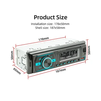 Одиночный Din Автомобильный Аудио Bluetooth Автомобильный Стереоприемник с ЖК-Дисплеем AM/FM-Радио MP3-Плеер USB SD AUX APP Control Изображение