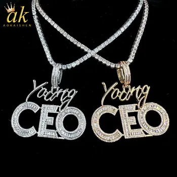 Ожерелье Iced Out Young CEO для мужчин, высококачественное ювелирное изделие в стиле хип-хоп с кубическим цирконием 5A, настоящее позолоченное ювелирное изделие в стиле хип-хоп Изображение