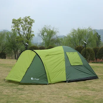 Палатка для кемпинга на открытом воздухе, высококачественная зеленая, трехместная, двухэтажная, для пикника в одной комнате, портативная Изображение