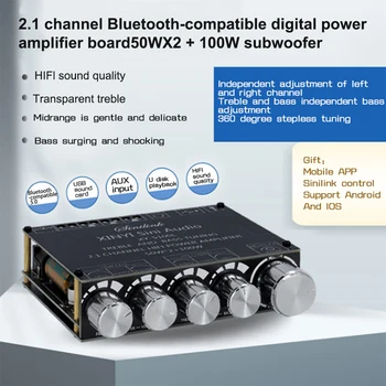 Плата беспроводного усилителя мощности постоянного тока 5-26 В, 2 1 канала стереозвука HiFi, Bluetooth-совместимый модуль с выходом 3-5 мм Изображение