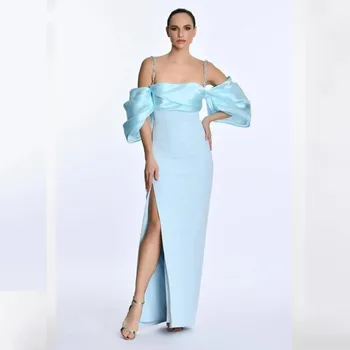 Платья выпускного вечера с пятнами от темперамента для женщин 2023 Простые вечерние платья с разрезом на бретельках длиной до пола Vestidos De Gala Изображение