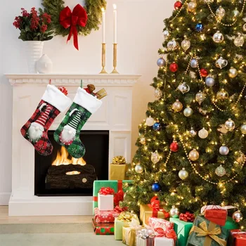 Подарочный пакет для рождественских носков, практичный Креативный безликий Санта-Гном, детский пакет для конфет, Рождественские Новогодние украшения, Санта-Клаус Изображение