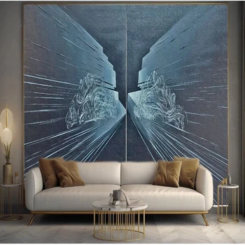 Пользовательские 3D Фотообои Абстрактная Темно-синяя Текстурная краска Фон телевизора Дивана Настенная бумага для домашнего декора Художественная лента Изображение
