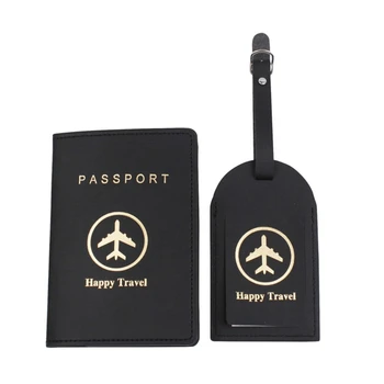Портативная обложка для паспорта из искусственной кожи с багажными бирками, держатель для чехла, защита для карт, Изображение