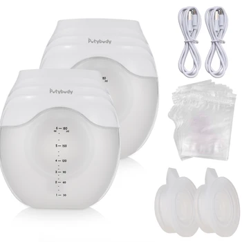 Портативный молокоотсос Putybudy, электрический молокоотсос для грудного вскармливания, носимый без рук, 3 режима, 8 уровней всасывания, низкий уровень шума. Изображение