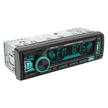 Радио с одним Din-дисплеем, автомобильный стереосистема, мультимедийный аудиоплеер, Bluetooth 5.1, быстрая зарядка через USB, голосовое управление, FM / AM-радио, приложение для телефона Изображение