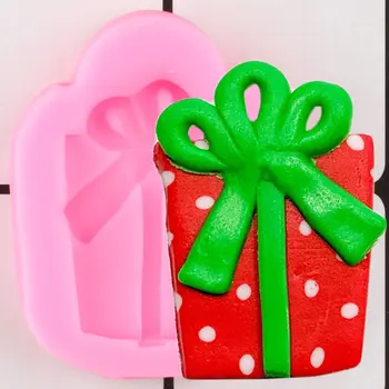 Рождественская Подарочная Коробка Банты Силиконовые Формы Топпер для кексов Помадка Инструменты Для украшения торта Печенье Конфеты Полимерная глина Шоколадные Формы Изображение