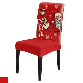 Рождественские колокольчики Санта-Клауса, набор чехлов для стульев, кухонный чехол для сиденья из эластичного спандекса, Рождественский декор, чехол для сиденья в столовой Изображение