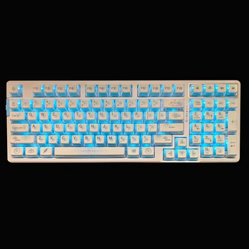 Светло-голубая капля дождя, 4-сторонний прозрачный колпачок для клавиатуры 61 64 87 104 108 Alice Ergo Layout Механическая клавиатура ASA Profile Key Cap Изображение