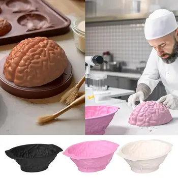 Силиконовые формы для помадки в форме мозга 3D на Хэллоуин, форма для шоколада DIY, Инструменты для украшения торта, Кухонные Принадлежности для выпечки Изображение