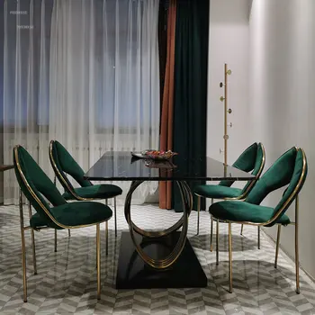 Скандинавские Роскошные Обеденные столы из сланца, Современный Простой Домашний Небольшой Обеденный стол, столы для переговоров в офисе Изображение