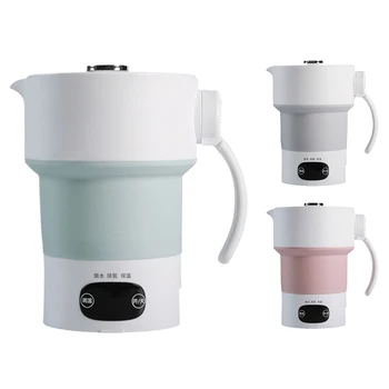 Складной электрический чайник, 600 мл, силиконовый чайник, кипятильник, Портативный для чая, кофе, горячего питья, путешествий Изображение