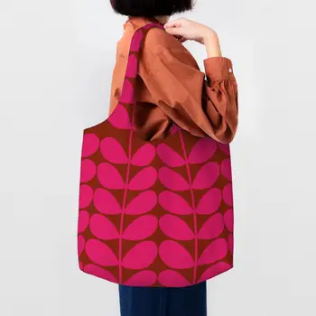 Сумки-тоут для покупок с милым принтом на твердой ножке, вишнево-розовые, из переработанного холста, сумки для покупок Orla Kiely, сумки для фотографий Изображение