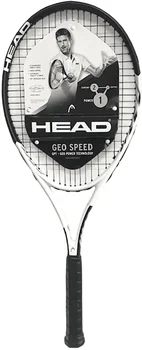 Теннисная ракетка для взрослых Geo Speed, предварительно натянутая, белая, 10,4 унции. Вес, 105 кв. дюймов. Размер ракетки Изображение