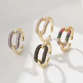 Тренд 2023 года Высококачественные кольца с регулируемым цирконием для роскошных элегантных женских колец, украшений для свадебной вечеринки. Изображение