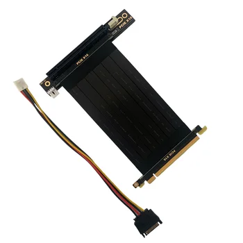 Удлинитель Видеокарты на 270 Градусов PCI-E 3.0 X16 Riser Adapter с SATA к Небольшому Шнуру Питания 4P для 3060 GPU AI Server PC Изображение