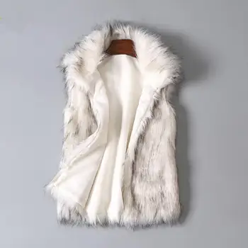 Удобная модная зимняя утолщенная теплая жилетка из искусственного меха, свободная жилетка из искусственного меха с воротником-стойкой для покупок Изображение