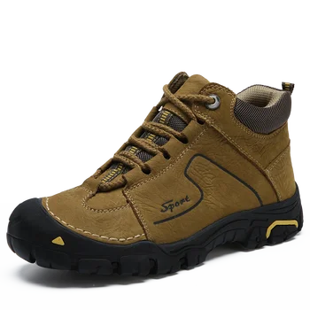 Уличная обувь Мужская Походная обувь из натуральной кожи Мужские походные ботинки Зимние кроссовки Обувь для альпинизма Изображение