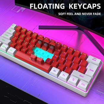 Упрощенная 61-клавишная клавиатура с подсветкой RGB, 61-клавишная проводная игровая клавиатура для ноутбука Изображение