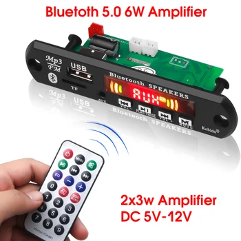 Усилитель 5V/12V 6W Bluetooth Плата MP3-декодера BT 5.0 FM-радиомодуль для музыкального динамика USB Handfree Беспроводной автомобильный MP3-плеер Изображение