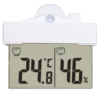 Цифровой прозрачный дисплей на домашнем окне, термометр-гигрометр, измеритель температуры в помещении и влажности в помещении с Suc Изображение