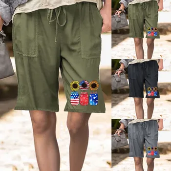 Шорты С эластичной резинкой на талии, свободные летние шорты для тренировок с карманами Изображение