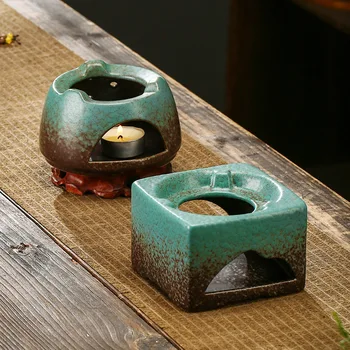 Японская нагревательная свеча, Керамическая Подставка для чайника, термос для приготовления чая, Винтажная ручка, Фарфоровая подставка для чайника, Подогреватель для чашек, украшение для дома Изображение