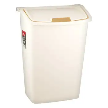 пластиковый мусорный бак для кухни gal с крышкой двойного действия, белый Изображение