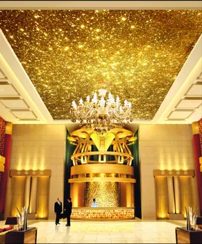 современные обои для гостиной 3d потолки фрески 3d обои 3d обои Золотой потолок Изображение
